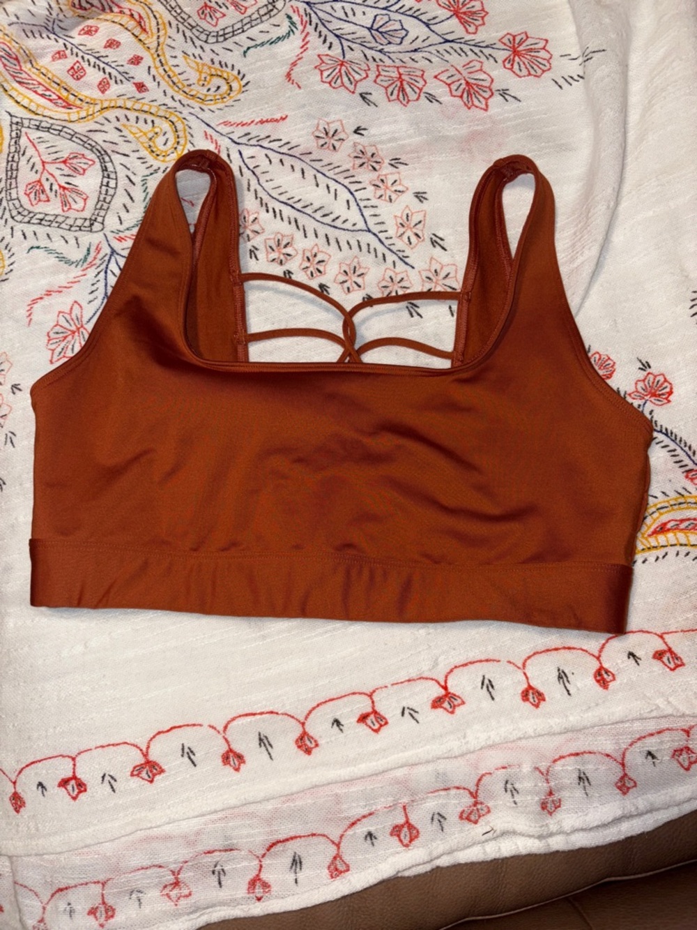 Women's Rust Strappy Back Bralette - Unbranded